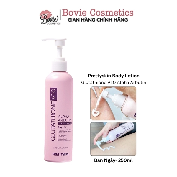 Kem Dưỡng Body Ban Ngày Và Ban Đêm Prettyskin  Retinol B5 Alpha Arbutin Body Lotion & Glutathione V10 Alpha Arbutin Body Lotion