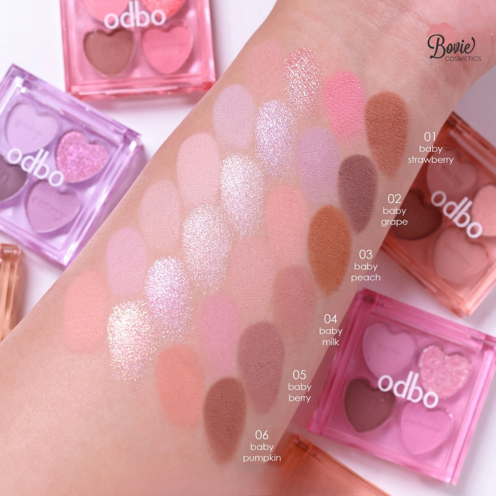 Bảng Phấn Mắt 4 Ô Hình Trái Tim ODBO Baby Cutesy Palette OD2035
