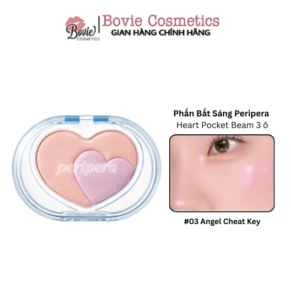 Phấn Bắt Sáng 3 Màu Peripera Heart Pocket Beam hình trái tim 3.3g