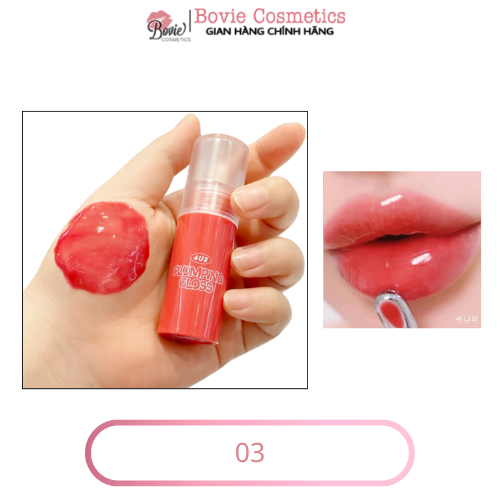 Son Bóng 4U2 Plumping Gloss Đầu Cọ Thép Massage Môi, Dưỡng Môi Mềm Căng Mọng 35g