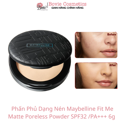 Phấn Phủ Dạng Nén Che Phủ Hoàn Hảo, Kiềm Dầu Hiệu Quả Maybelline Fit Me Matte Poreless Powder SPF32 /PA+++ 6g - Hộp Tròn
