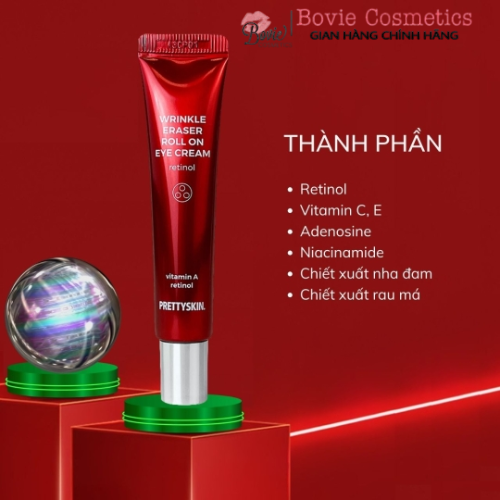 Kem Mắt Prettyskin Wrinkle Eraser Roll on Eye Cream Retinol