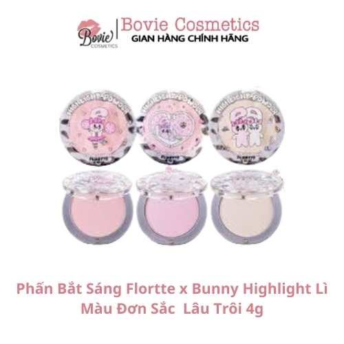Phấn Bắt Sáng Flortte x Bunny Highlight Lì Màu Đơn Sắc