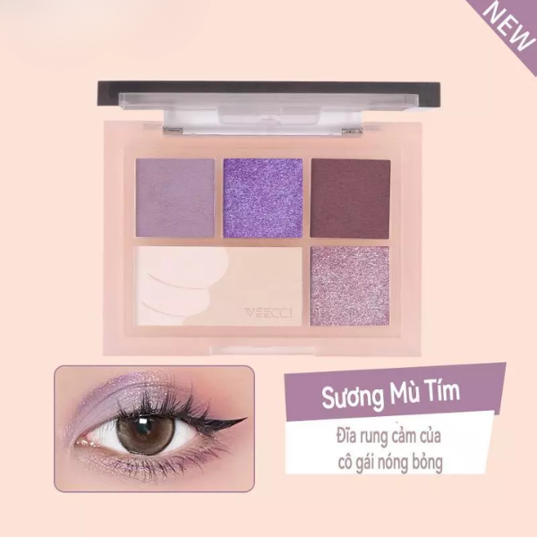 VEECCI Bảng Phấn Mắt Năm Màu Ngọc Trai Shimmer VC004