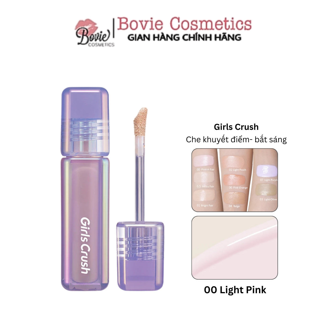 Kem che khuyết điểm, tạo khối và bắt sáng dạng lỏng Girls Crush Watery Velvet Liquid Concealer