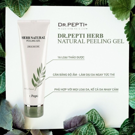 Tẩy Da Chết DrPepti Herb Natural Peeling Gel Mịn Và Sáng Da 130ml