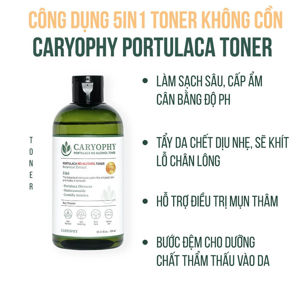 Nước Hoa Hồng Chăm Sóc Da Dầu Mụn Caryophy Portulaca Toner 300ml