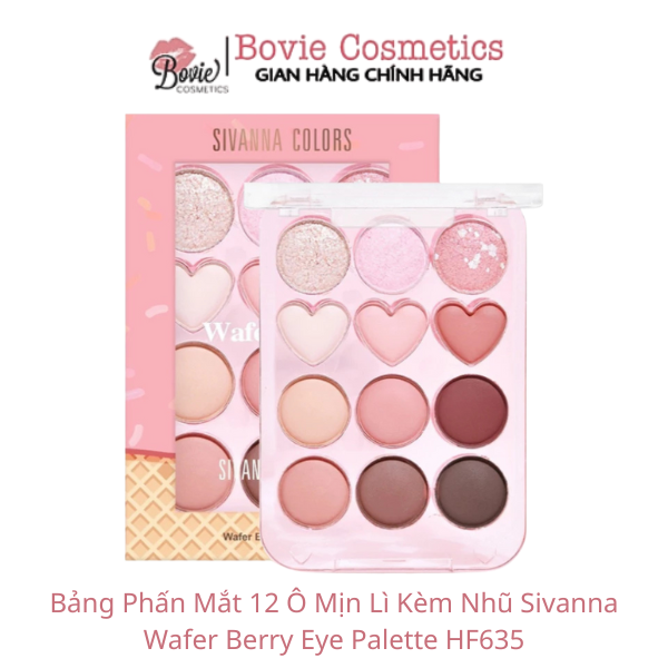 Bảng Phấn Mắt 12 Ô Mịn Lì Kèm Nhũ Sivanna Wafer Berry Eye Palette HF635