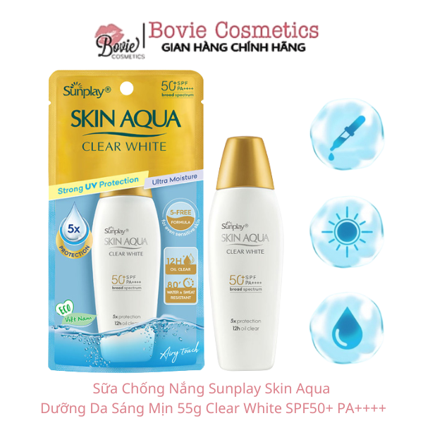 Sữa Chống Nắng Sunplay Skin Aqua Dưỡng Da Sáng Mịn 55g Clear White SPF50+ PA++++