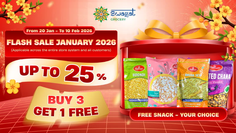 January 2026 Promotion: Buy 3 Get 1 Free Haldiram’s Snacks - Up to 25% Off at Swagat Grocery