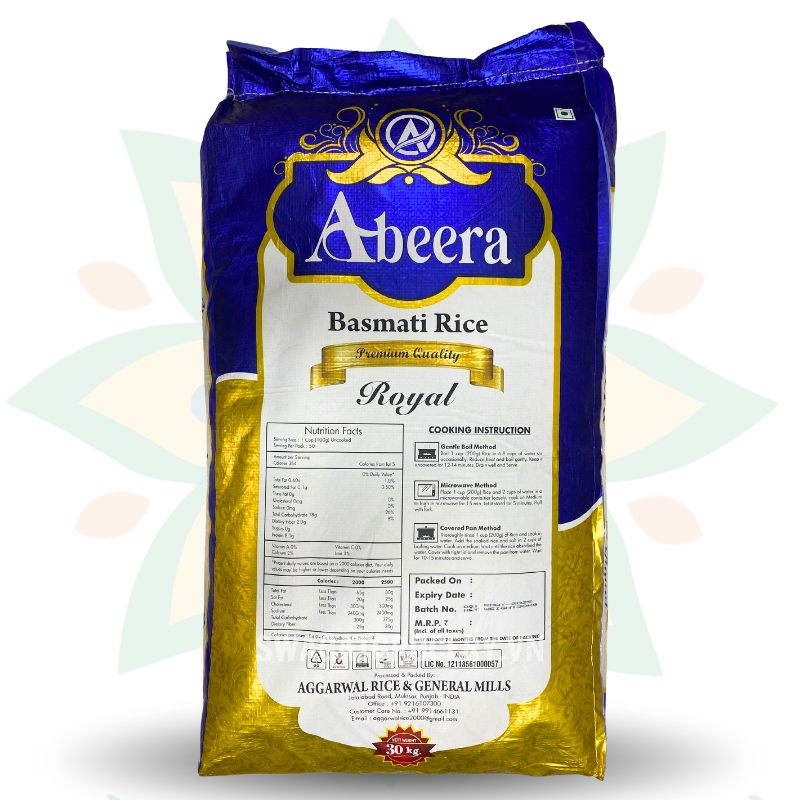 Gạo ABEERA BLUE BASMATI RICE (ROYAL) 1KG