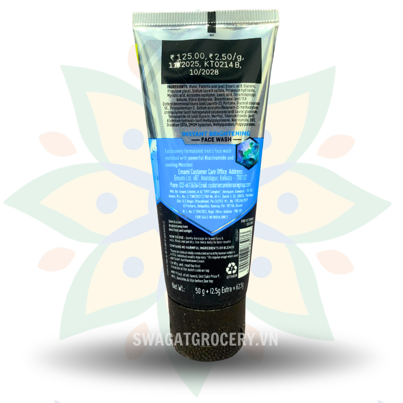 Sữa rửa mặt cho nam Emami Smart And Handsome Instant Brightening Face Wash 62.5g