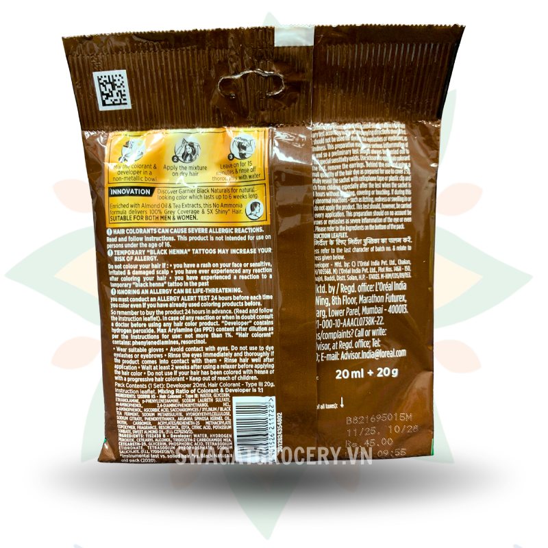 Nhuộm Tóc Garnier Black Naturals Hair Color No.4 Natural Brown (20ml + 20g)