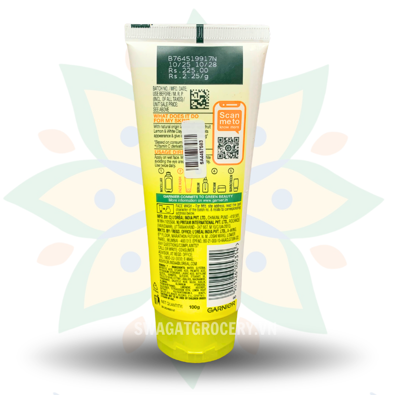 Sữa Rửa Mặt Garnier Skin Naturals Bright Complete Vitamin C Duo Wash 100g