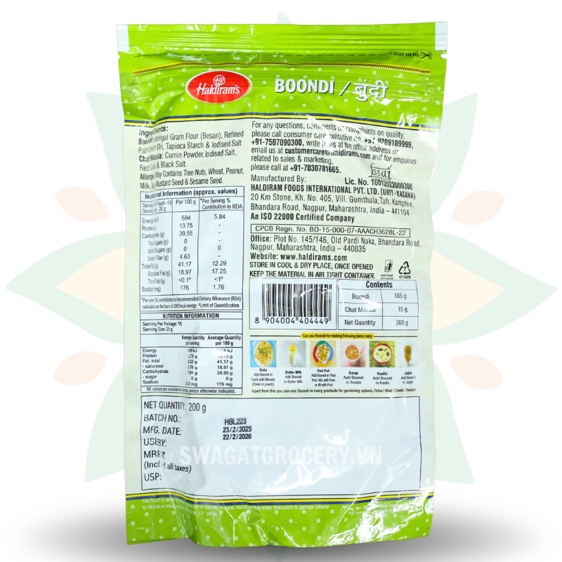 Bánh Snack HALDIRAM BOONDI SALTED 200GM