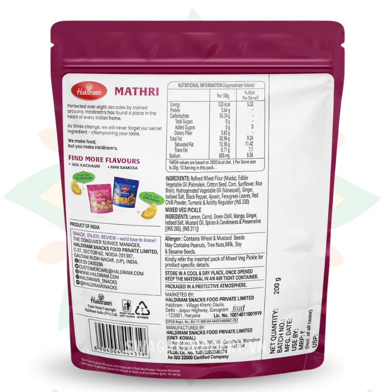 Bánh snack HALDIRAM MATHRI 200GM