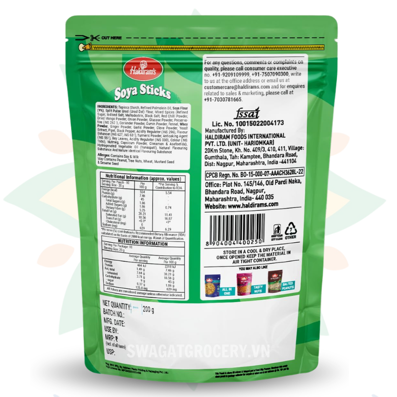 Bánh Snack HALDIRAM SOYA STICKS 200GM