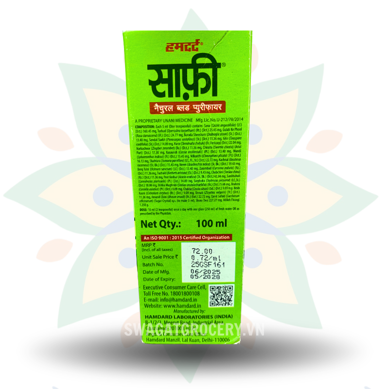 Siro Giải Độc Máu Hamderd Safi Natural Blood Purifier 100ml