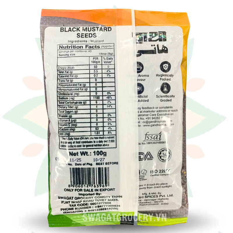 HATHI BLACK MUSTARD SEEDS BIG 100GM