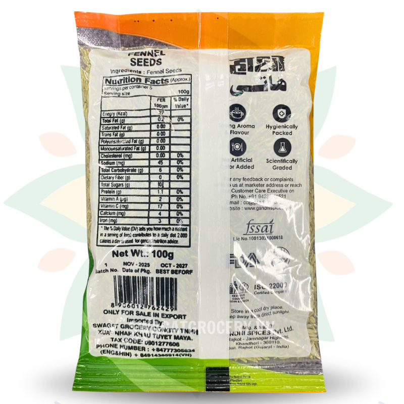 Hạt tiểu hồi HATHI FENNEL SEED 100Gr
