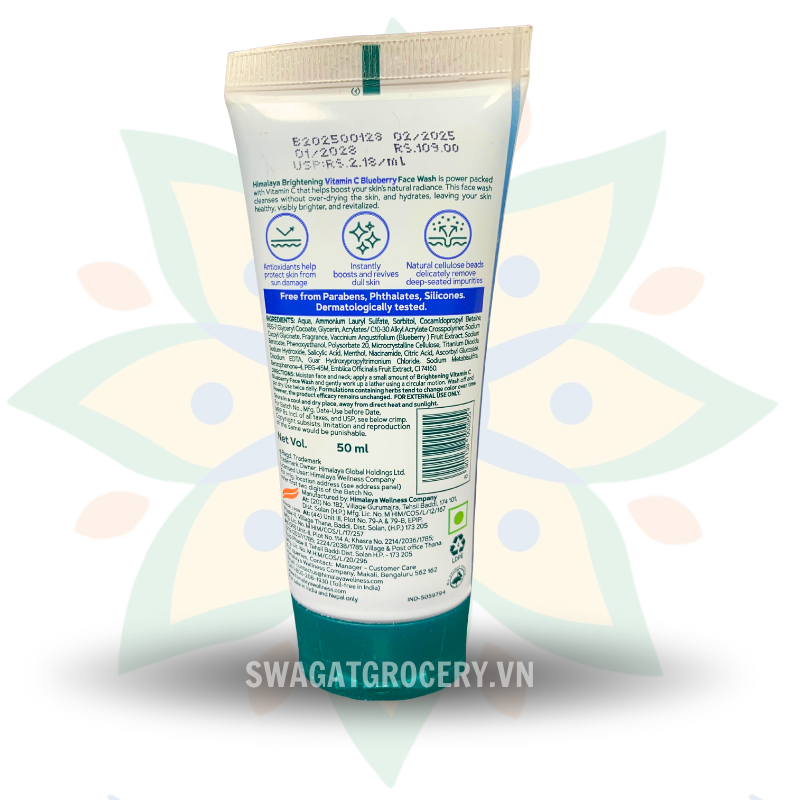 Sữa Rửa Mặt Sáng Da Việt Quất Himalaya Blueberry Brightening Face Wash With Vitamin C 50ml