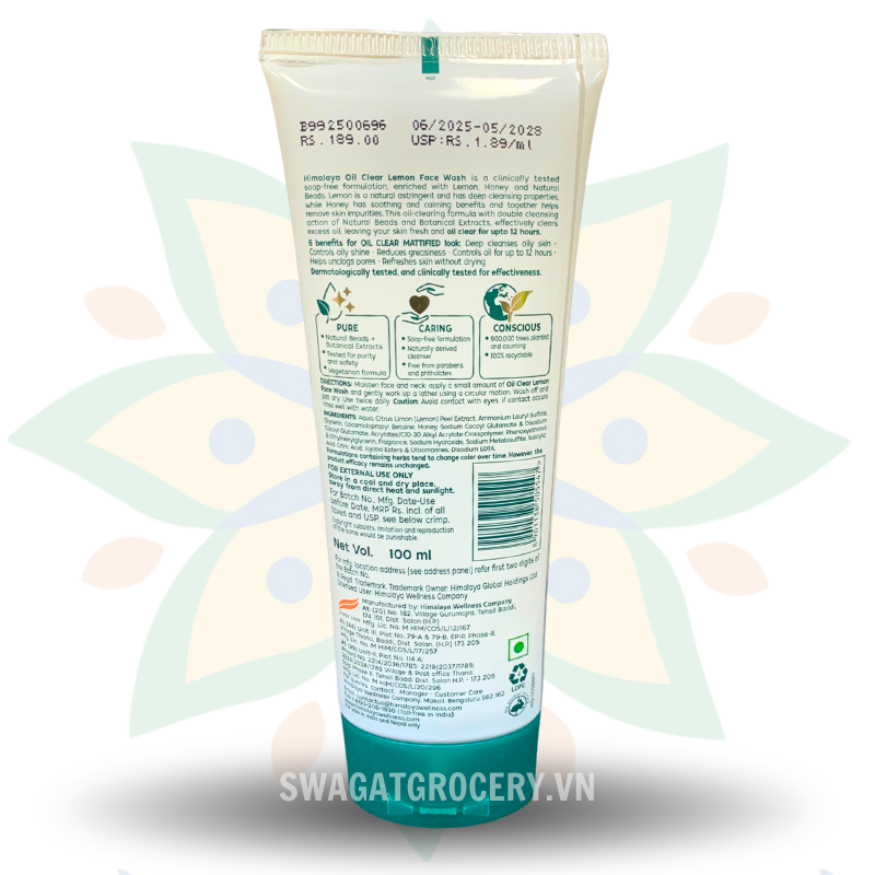 Sữa Rửa Mặt Kiểm Soát Dầu Chanh Himalaya Oil Clear Lemon Face Wash 100ml