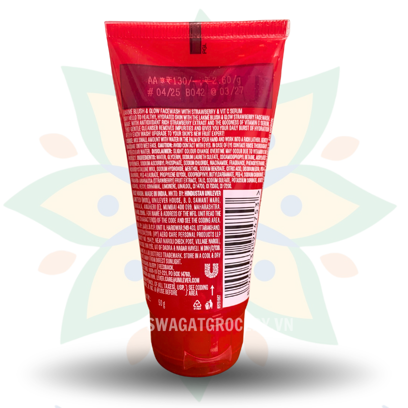 Gel Rửa Mặt Dâu Tây Lakme Blush & Glow Strawberry Facial Cleansing Gel 50g