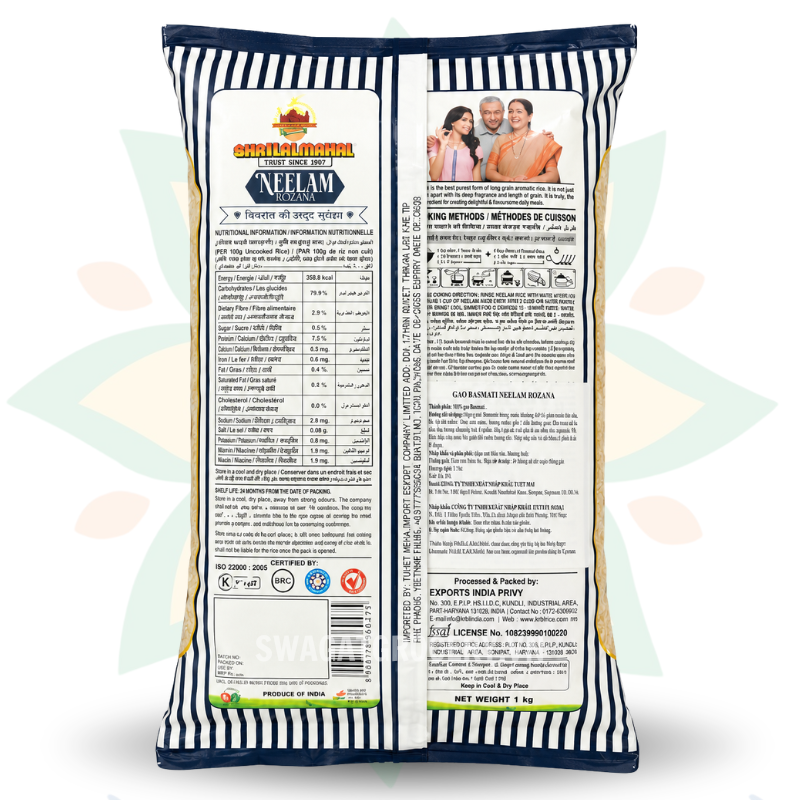 Gạo Basmati - NEELAM BASMATI RICE - 1KG