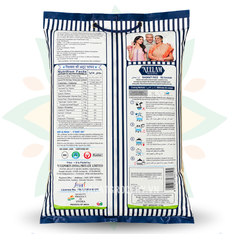 Gạo Basmati - NEELAM BASMATI RICE - 5KG