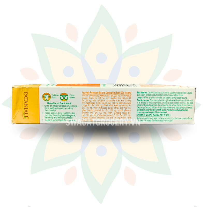 Kem Đánh Răng Thảo Dược Patanjali Dant Kanti Toothpaste 100g