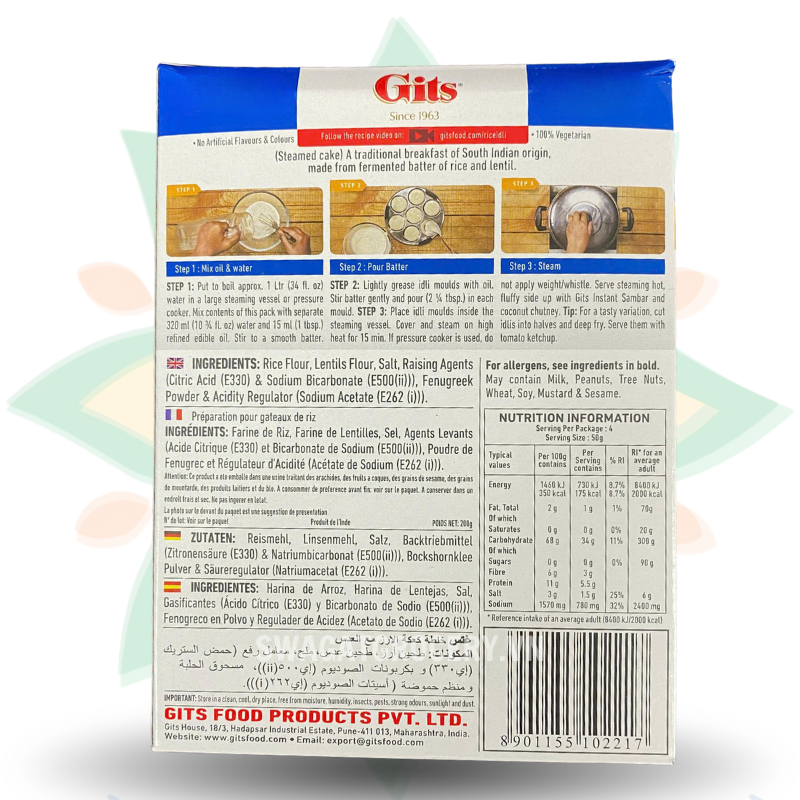 Bột làm bánh GITS RICE IDLI BREAKFAST MIX 200GR