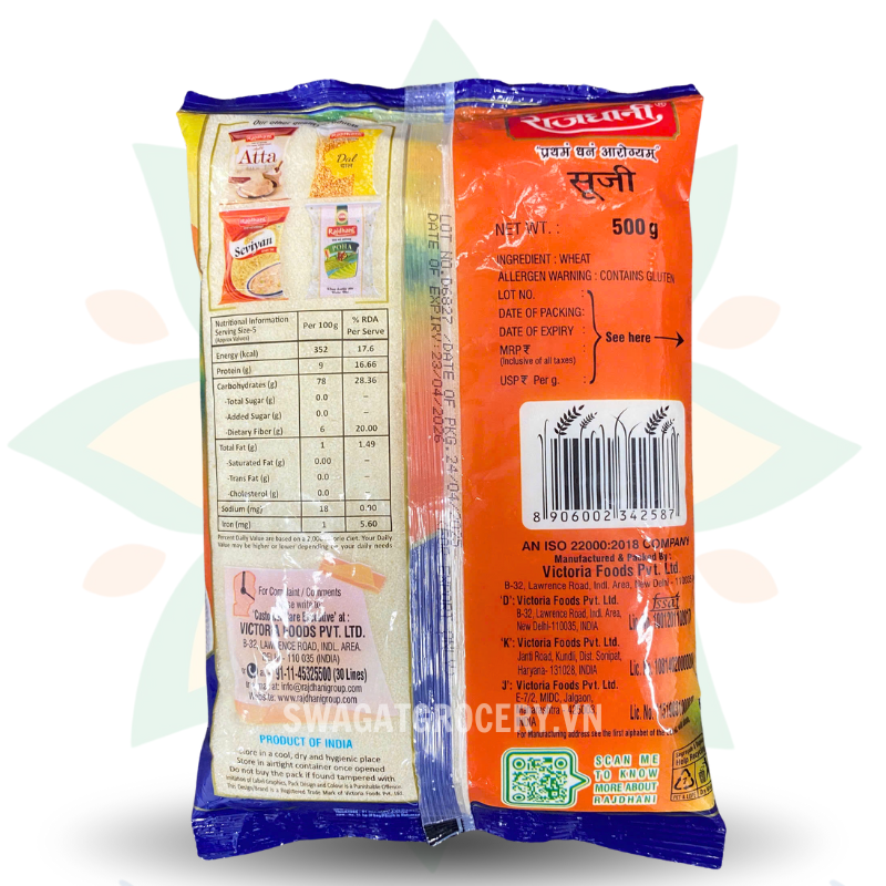 Bột mỳ vỡ vụn RAJDHANI SOOJI 500GR