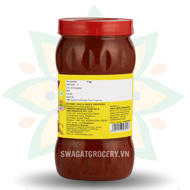 Sốt Ớt Đỏ SWASTIKS RED CHILLI PICKLE 1KG