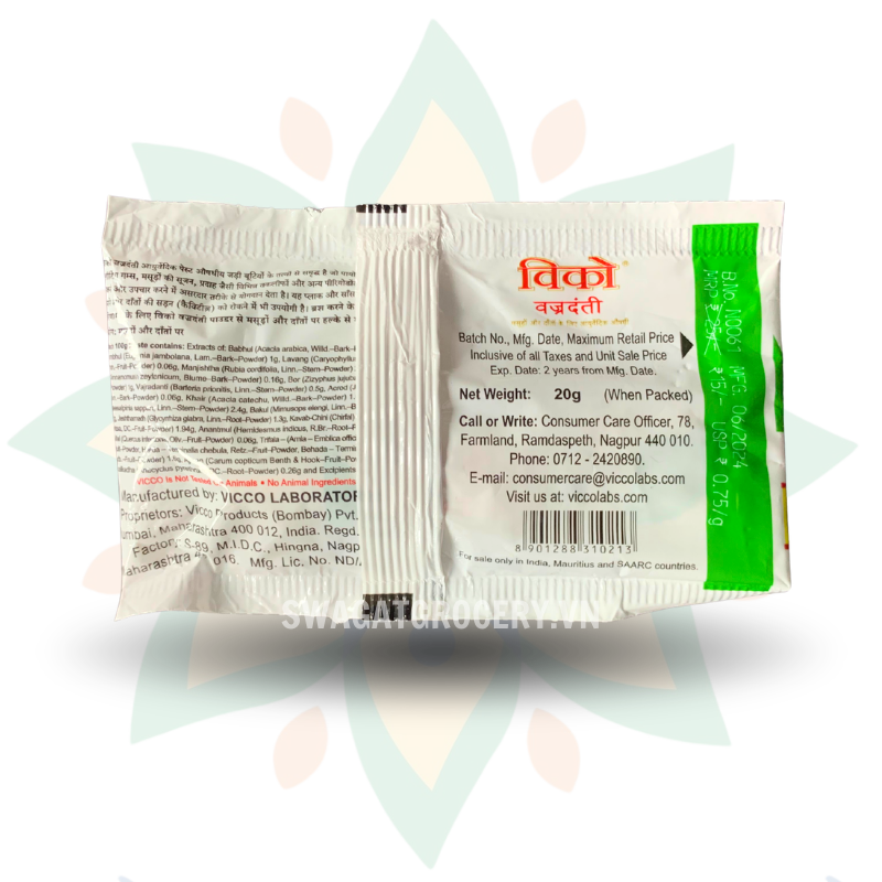 Kem đánh răng thảo dược Vicco Vajradanti Saunf Flavour Toothpaste 20g