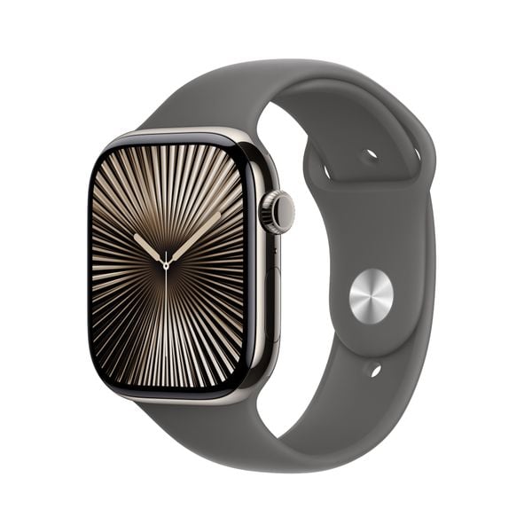 Đồng hồ Apple Watch Series 10 GPS + Cellular 42mm Natural Titanium (Vỏ Thép Dây Stone Grey Sport Band - S/M) (MWXD3SA/A)