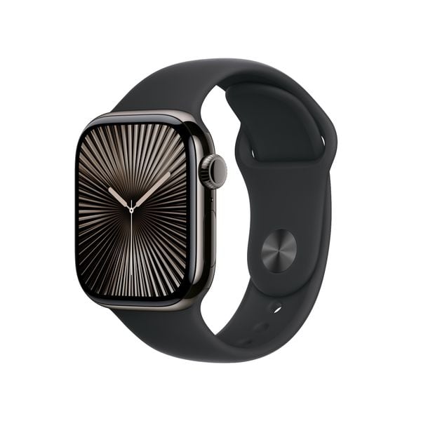 Đồng hồ Apple Watch Series 10 GPS + Cellular 42mm Slate Titanium (Vỏ Slate Titanium Dây Black Sport Band - M/L) (MWXH3SA/A)