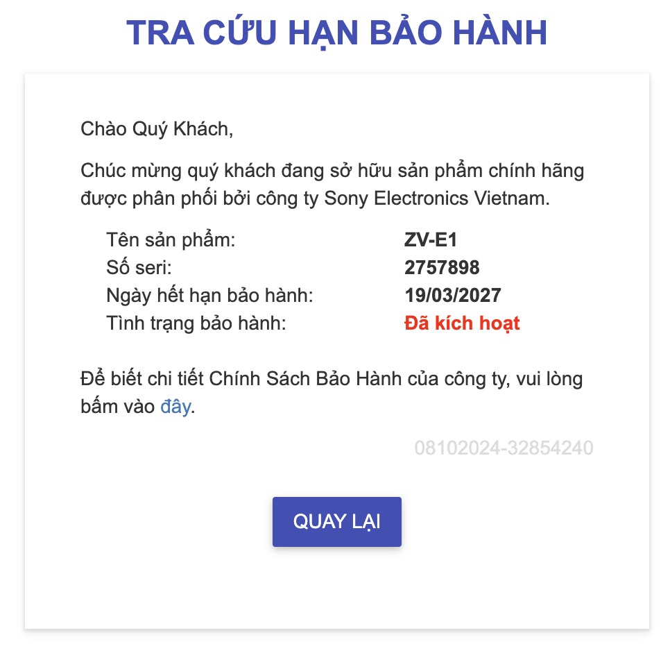 ZV-E1 keng fullbox Sony VN bh 19/3/2027