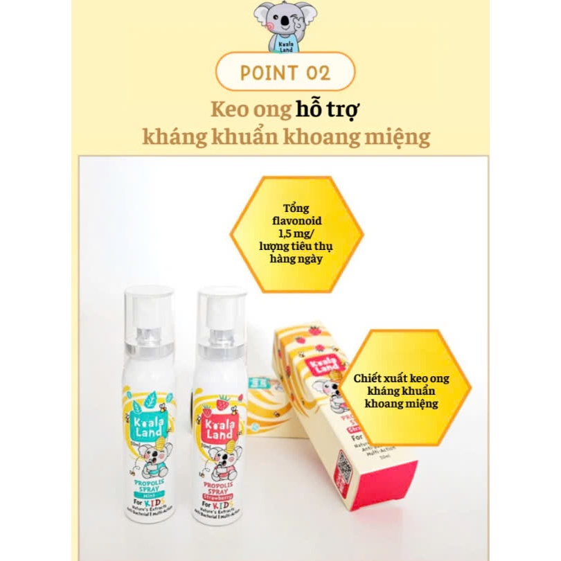 Xịt họng keo ong cho bé Koala Land Propolis Spray