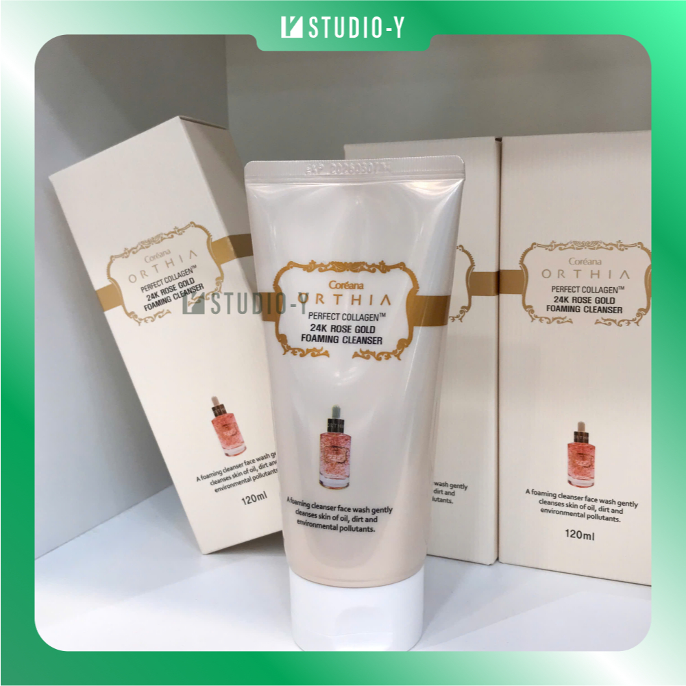 Sữa rửa mặt hoa hồng & vàng 24K COREANA ORTHIA PERFECT COLLAGEN 24K ROSE GOLD FOAMING CLEANSER