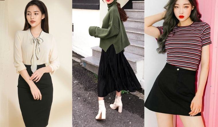 Tổng hợp những cách phối đồ với chân váy đen đơn giản nhưng không đơn điệu