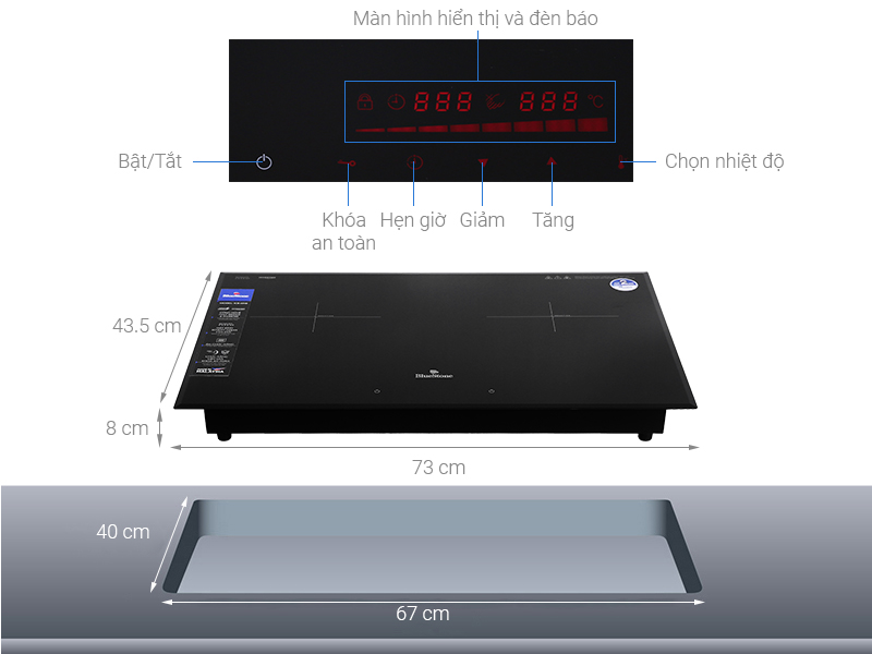  Bếp Từ Đôi BlueStone ICB-6948 5200W