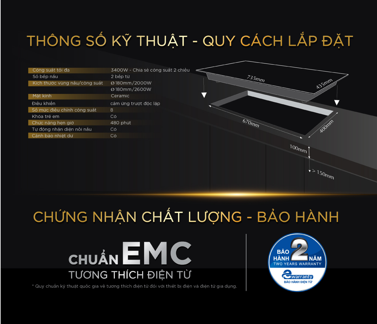 Bếp Từ Đôi BlueStone ICB-6920 3400W