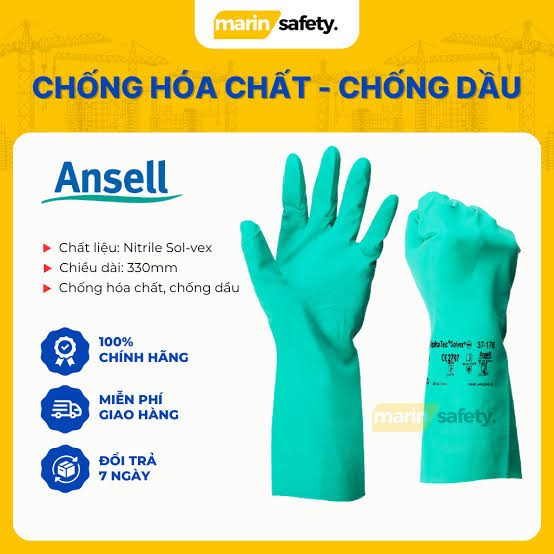 Găng tay chống hóa chất chống dầu Ansell Solvex 37-176