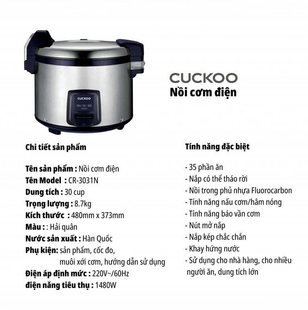 Nồi cơm điện Cuckoo CR-3031N 5.4L