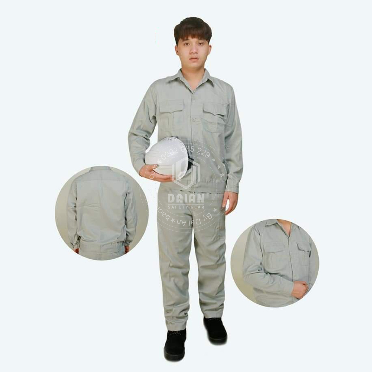 Quần áo bảo hộ lao động công nhân màu ghi