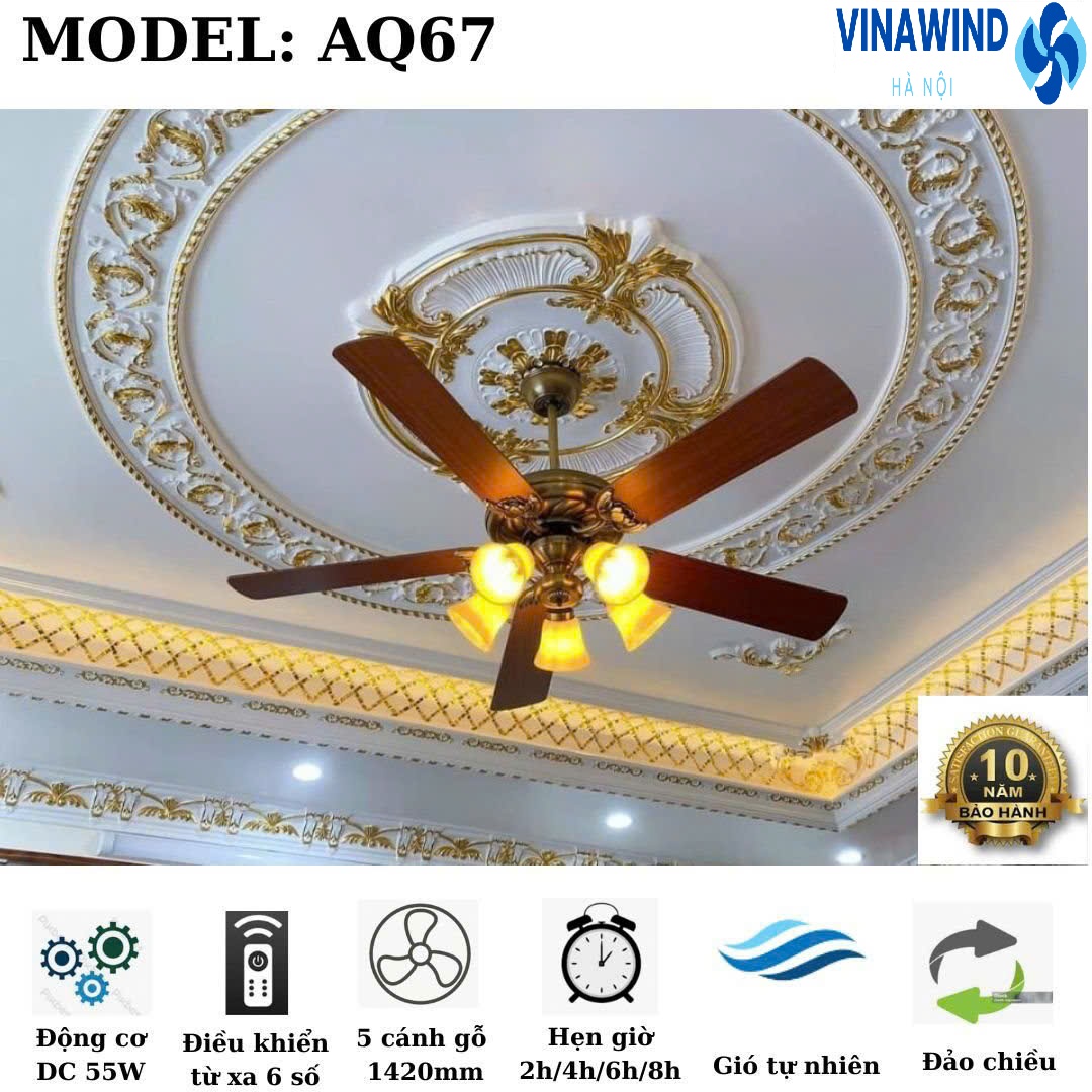 Quạt trần trang trí phòng khách có đèn AQ-67