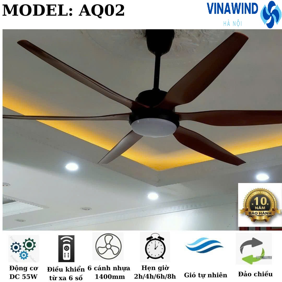Quạt trần trang trí phòng khách có đèn AQ-02