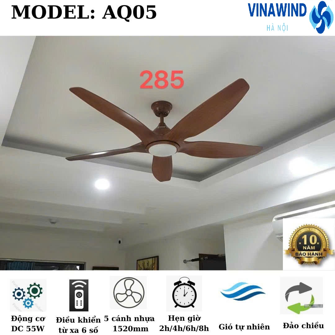 Quạt trần trang trí phòng khách có đèn AQ-05