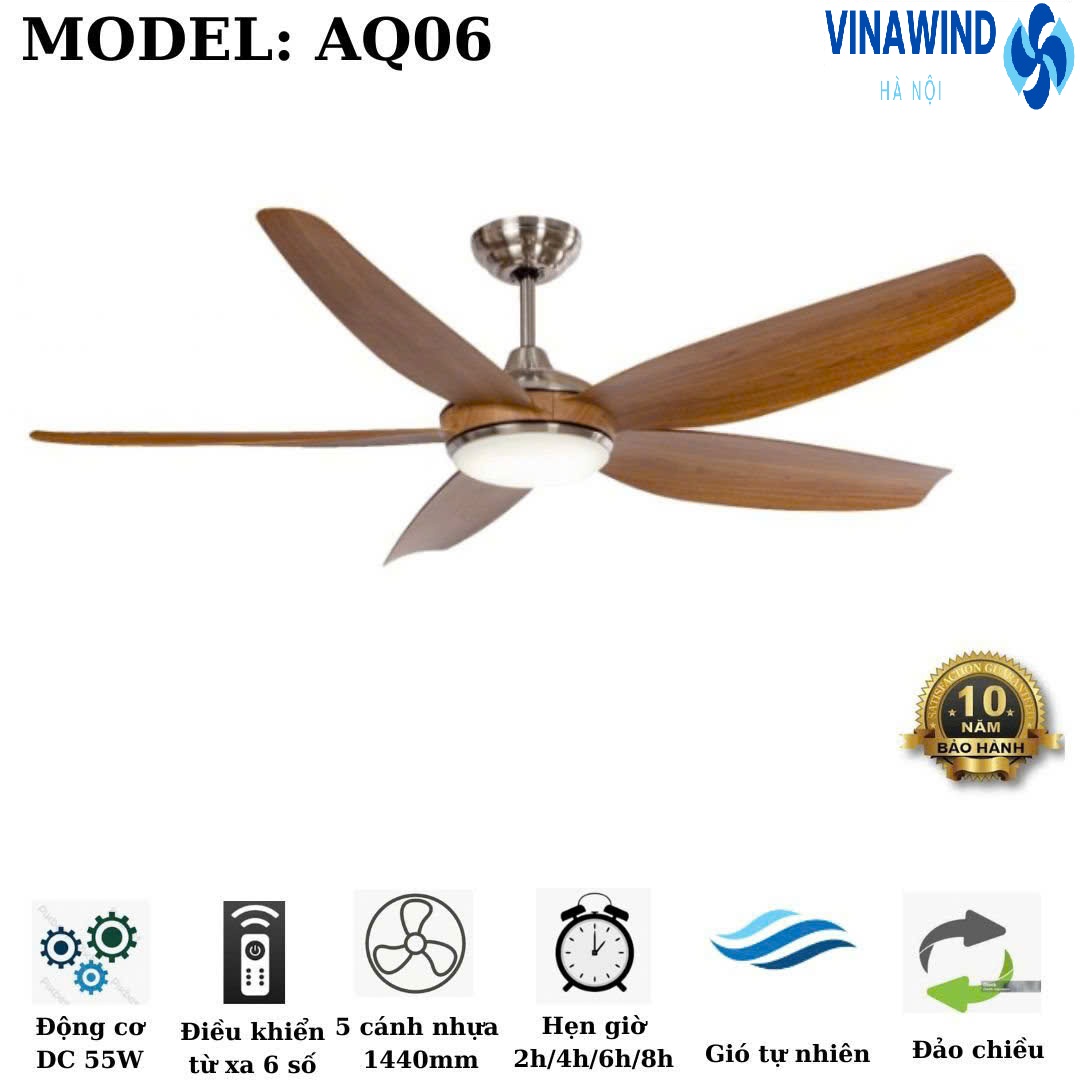 Quạt trần trang trí phòng khách có đèn AQ-06