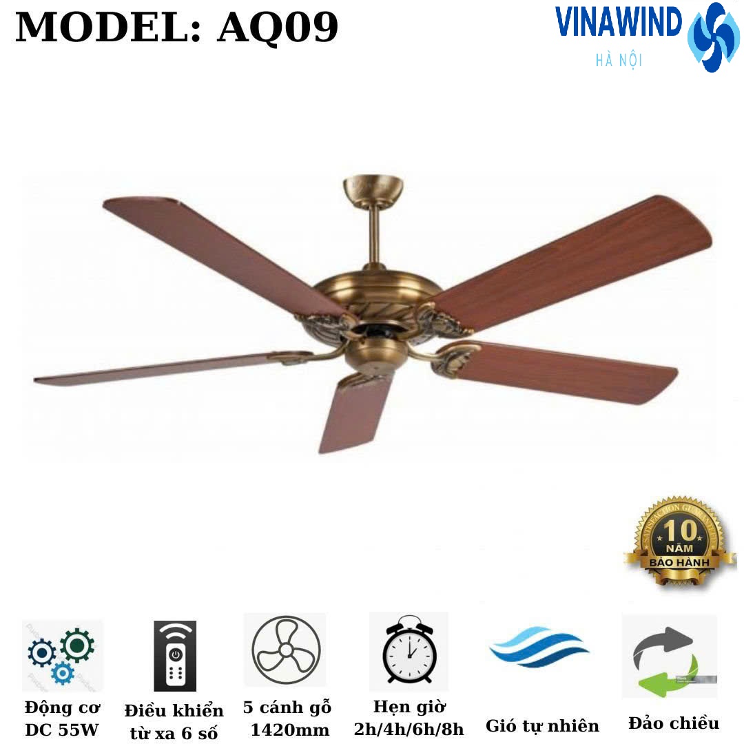 Quạt trần trang trí phòng khách có đèn AQ-09